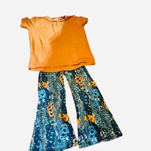 Kate Quinn Orange Top and Blue Patterned Pants Set